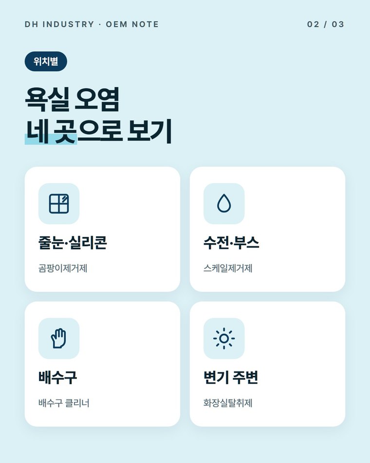 욕실 오염은 어떻게 나눠서 제품을 정하나요?